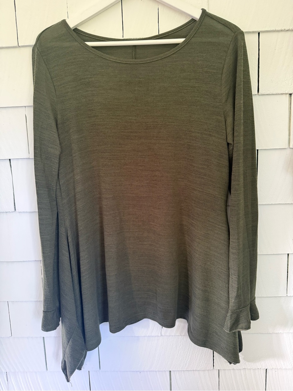 Women's Olive Green Long-Sleeve Swing Top